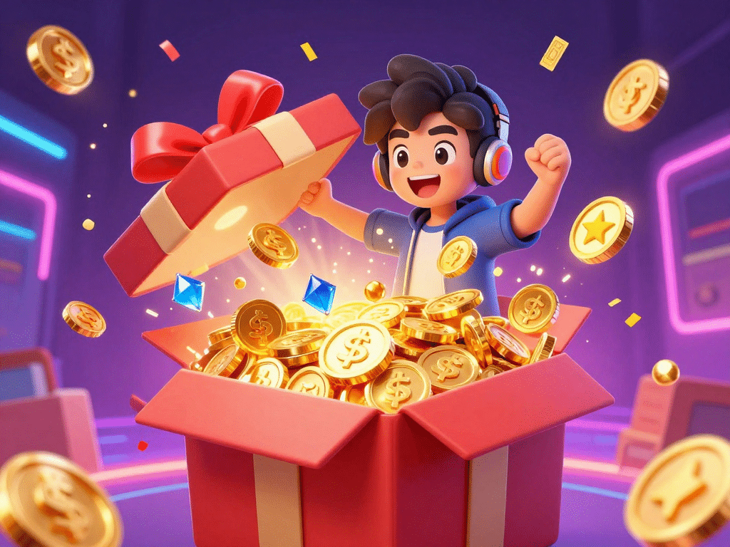 Người Chơi Tân Thủ Hào Hứng Mở Hộp Quà Lớn Chứa Đầy Xu Vàng, Trang Sức Và Ưu Đãi Giftcode Sunwin Tân Thủ 2026, Minh Họa Sống Động Rực Rỡ Người chơi tân thủ hào hứng mở hộp quà lớn chứa đầy xu vàng, trang sức và ưu đãi giftcode sunwin tân thủ 2026, minh họa sống động rực rỡ