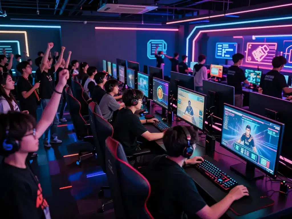 Sảnh E-Sports Sunwin 2026 Sôi Động Với Game Thủ Thi Đấu Kịch Liệt Trên Màn Hình Lớn, Đám Đông Hứng Thú Cá Cược Thể Thao Sunwin 2026 Mới Nhất Sảnh E-sports Sunwin 2026 sôi động với game thủ thi đấu kịch liệt trên màn hình lớn, đám đông hứng thú cá cược thể thao sunwin 2026 mới nhất